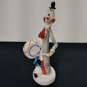 Vintage TP Ceramiche Italian Ceramic Clown Figurine With Drum Handcrafted Circus